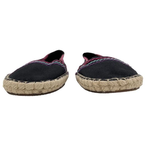Reef Rainforest Black Slip On Pink Trim Jute Espadrille Ballet Flat Size 8 - Picture 3 of 11